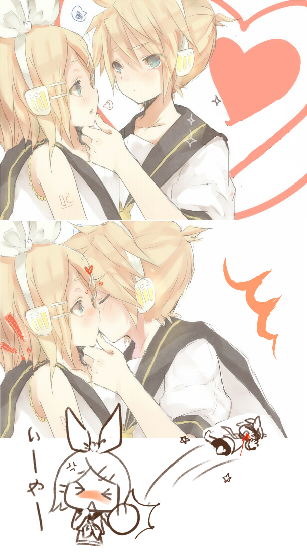 kagamine rin and kagamine len (vocaloid) drawn by heca
