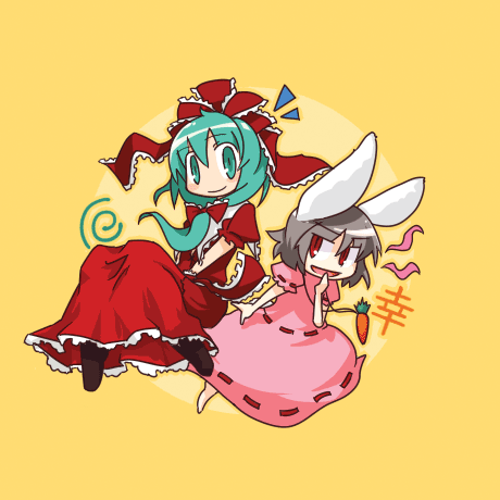inaba tewi and kagiyama hina (touhou) drawn by iyau
