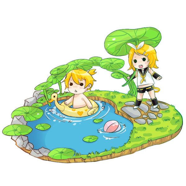 kagamine rin and kagamine len (vocaloid) drawn by 8rats