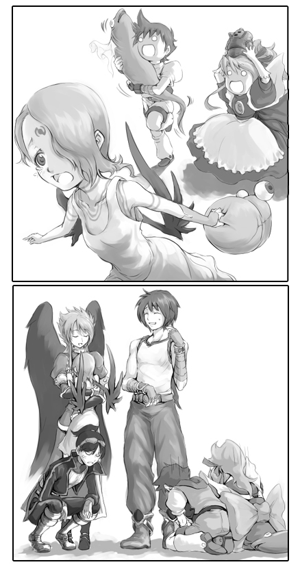 nina, ryu, and honey (breath of fire and 3 more) drawn by taka_yanagi