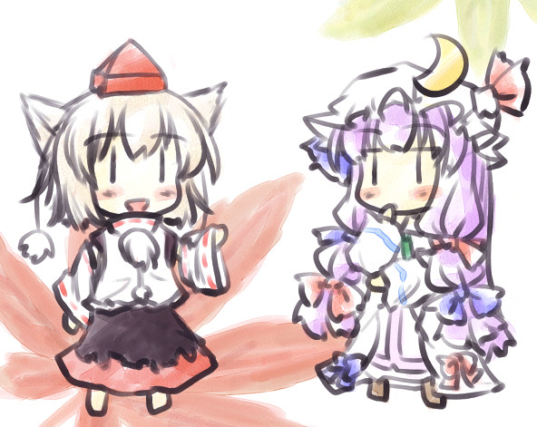 patchouli knowledge and inubashiri momiji (touhou) drawn by natsuki_(silent_selena)