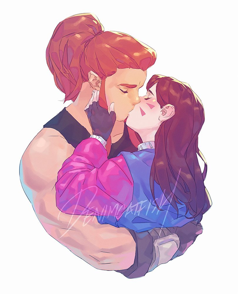 d.va and brigitte (overwatch and 1 more) drawn by denimcatfish