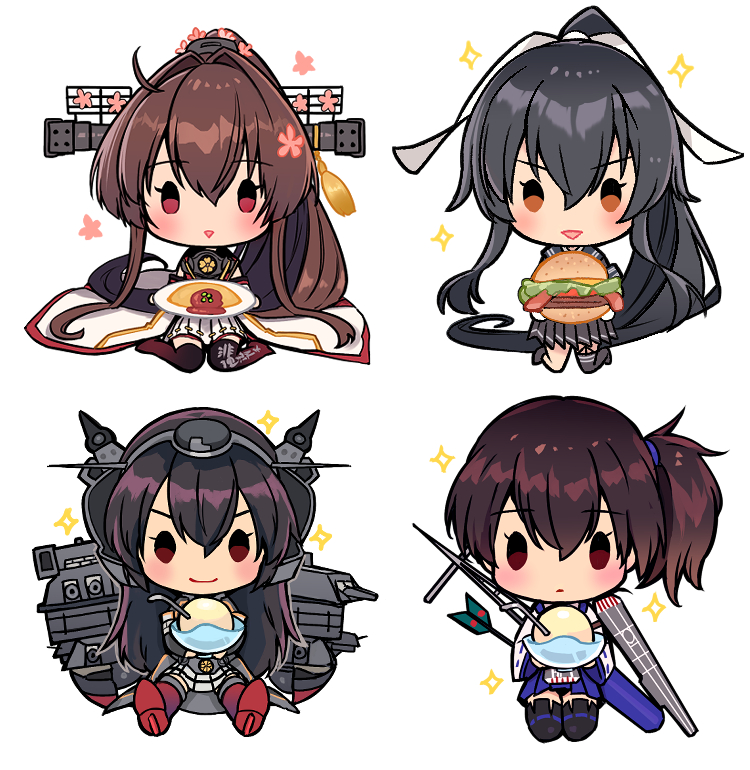 kaga, nagato, yamato, yahagi, yamato kai ni, and 1 more (kantai collection) drawn by kasumi_(skchkko)