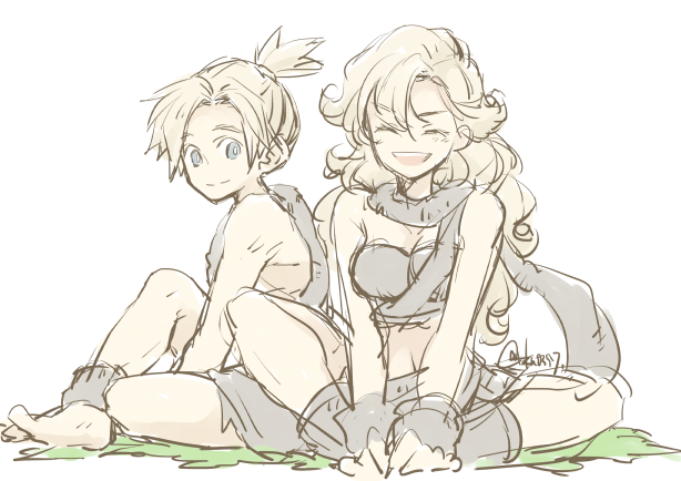 ayla and kino (chrono trigger) drawn by takase_toho