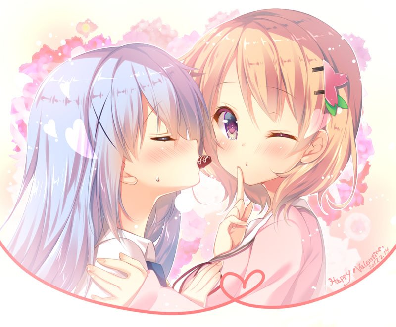 kafuu chino and hoto cocoa (gochuumon wa usagi desu ka?) drawn by mitsumomo_mamu