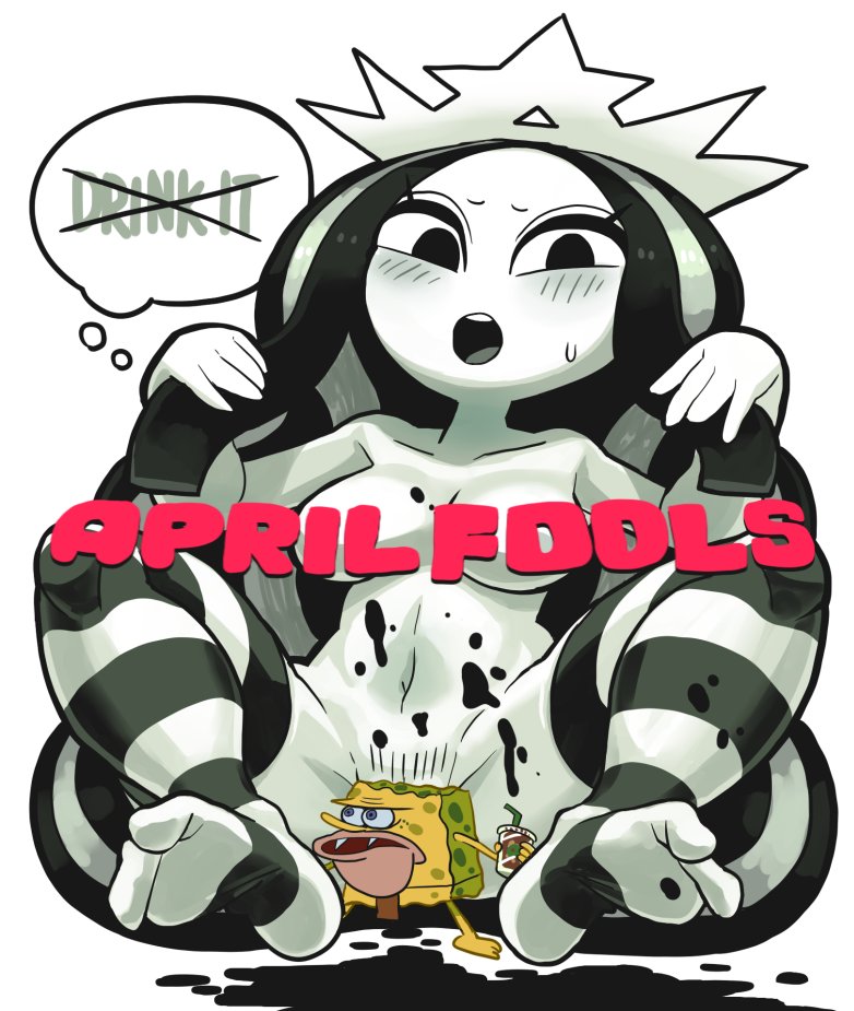 spongebob squarepants, starbucks siren, and stb-chan (starbucks and 1 more) drawn by gashi-gashi