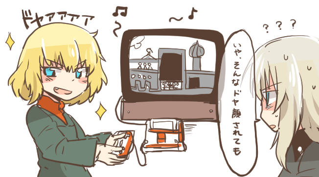 itsumi erika and katyusha (girls und panzer and 1 more) drawn by rebecca_(keinelove)