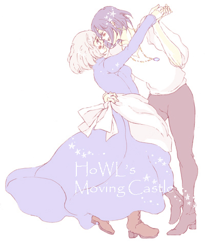 howl pendragon and sophie hatter (howl no ugoku shiro) drawn by utai_yumi