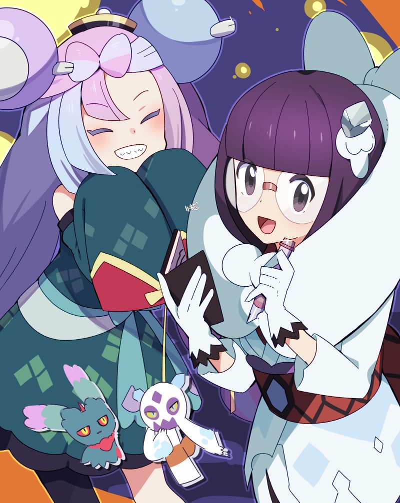 magnemite, iono, and shauntal (pokemon and 1 more) drawn by riki_(inushima_)
