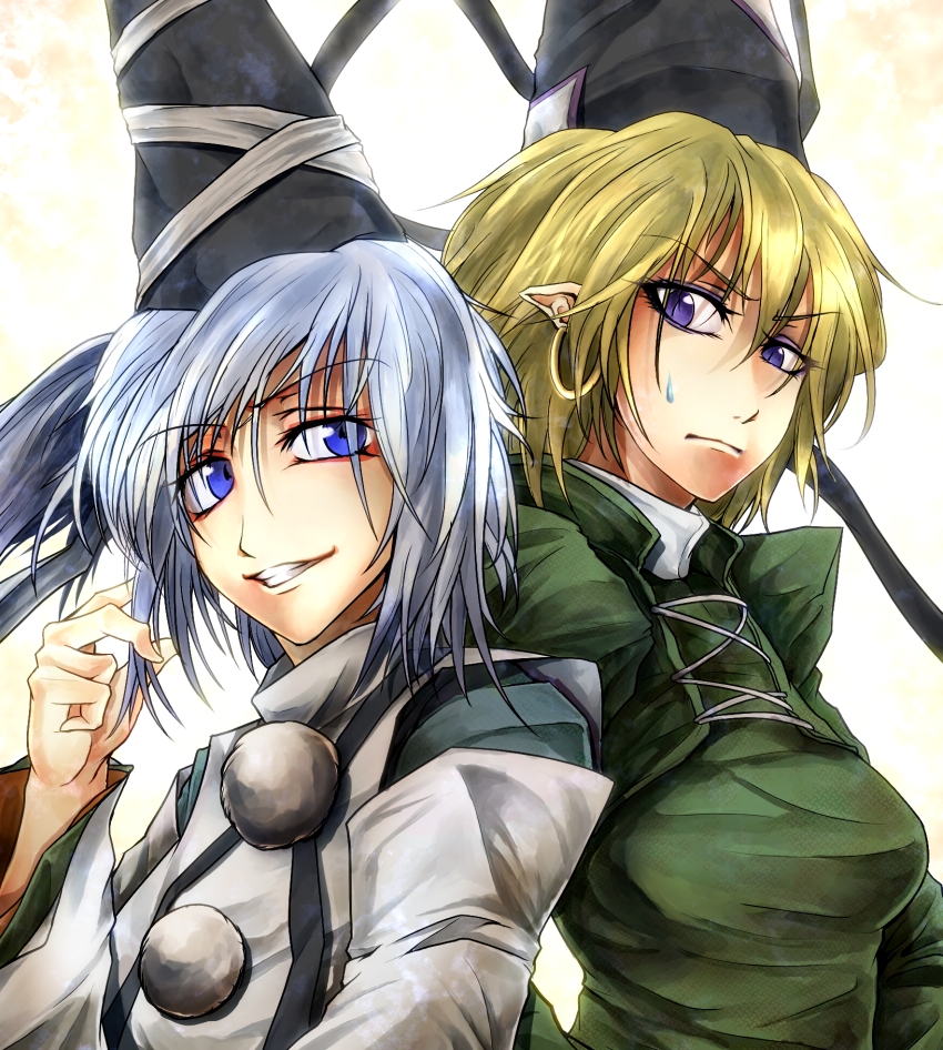 mononobe no futo and soga no tojiko (touhou) drawn by ryuuichi_(f_dragon)