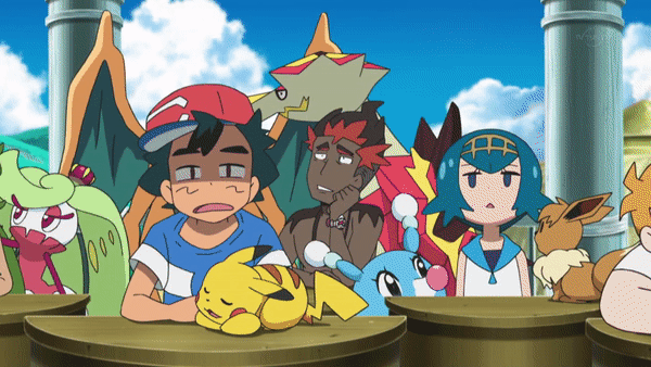 pikachu, lillie, ash ketchum, eevee, lana, and 9 more (pokemon and 1 more)