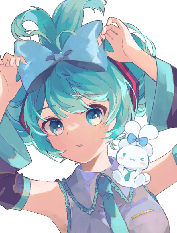 hatsune miku, cinnamoroll, and cinnamiku (vocaloid and 2 more) drawn by haruta_(user_dndp3458)