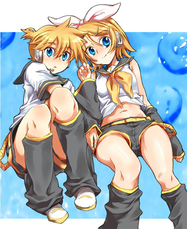 kagamine rin and kagamine len (vocaloid) drawn by james_hotate
