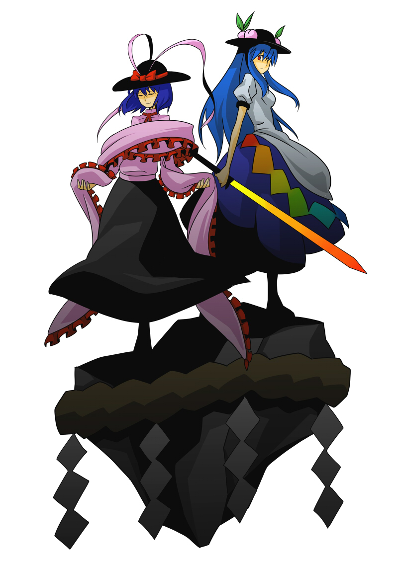 hinanawi tenshi and nagae iku (touhou) drawn by squemezzo