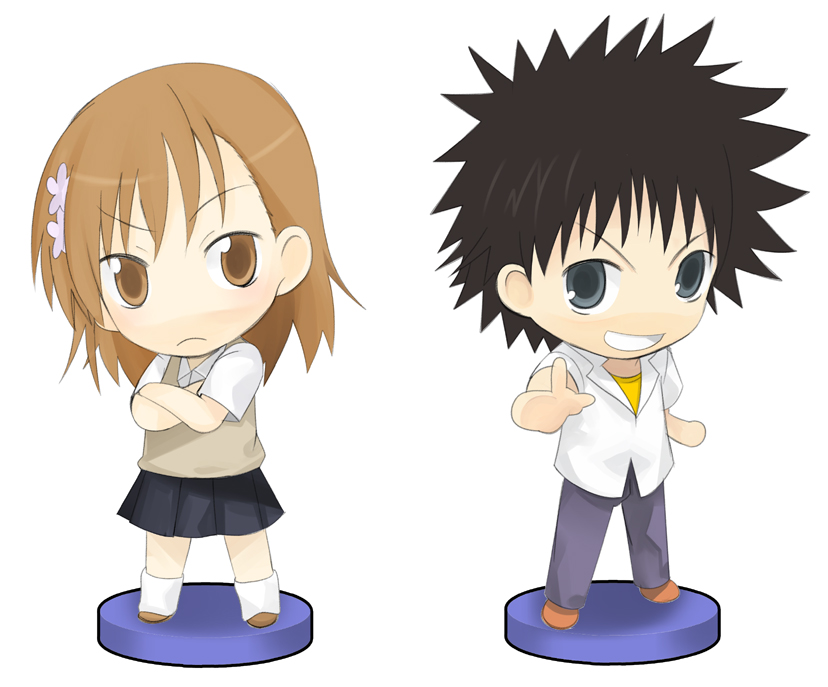 misaka mikoto and kamijou touma (toaru majutsu no index and 1 more) drawn by enoki_p