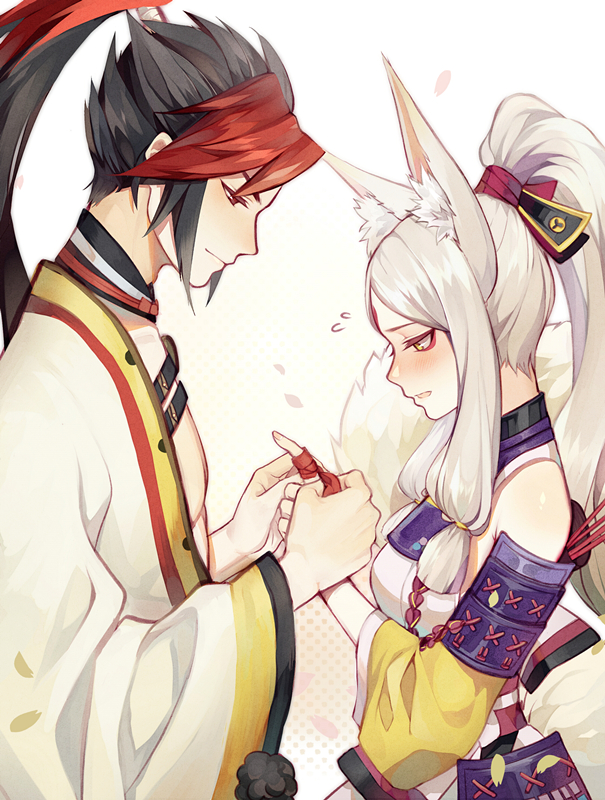 hakurou and minamoto no hiromasa (onmyoji) drawn by bananakeki