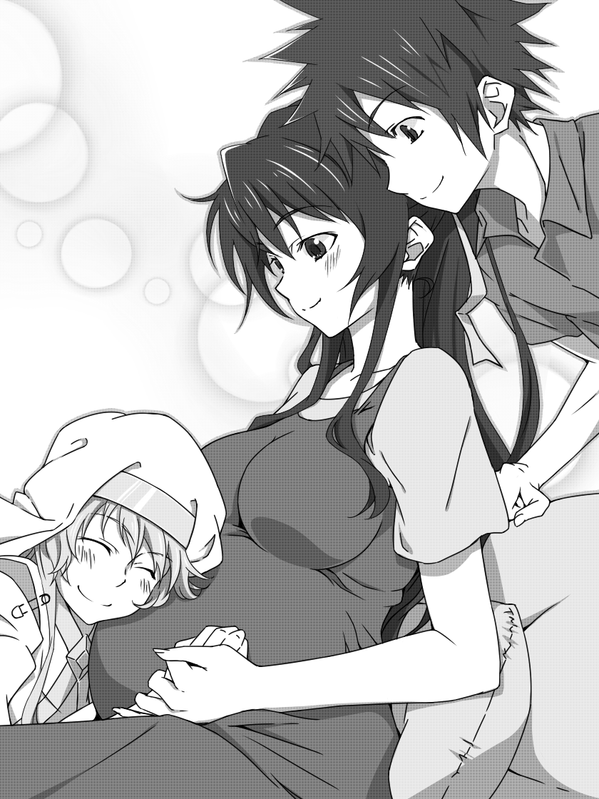 kamijou touma, index, and kanzaki kaori (toaru majutsu no index) drawn by touryou