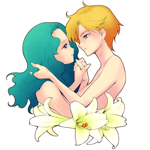 ten'ou haruka and kaiou michiru (bishoujo senshi sailor moon) drawn by yurikawa