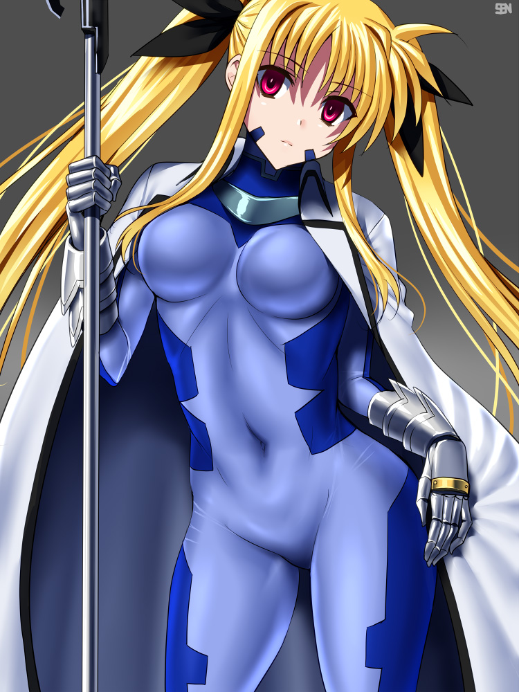fate testarossa and bardiche (lyrical nanoha and 1 more) drawn by sen_(sansui)