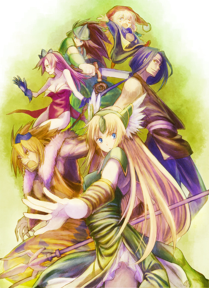 riesz, angela, charlotte, duran, hawkeye, and 1 more (seiken densetsu and 1 more) drawn by akai_kagerou