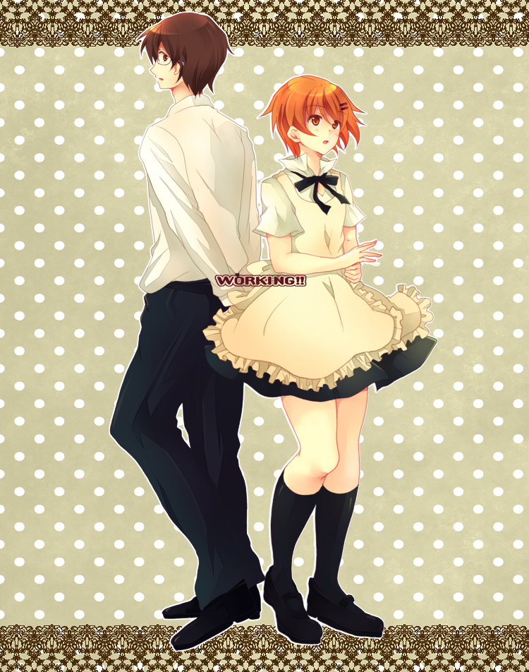 inami mahiru and takanashi souta (working!!) drawn by hanahubuki1991