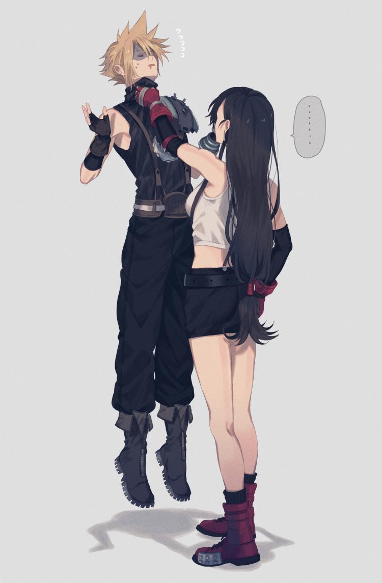 tifa lockhart and cloud strife (final fantasy and 1 more) drawn by 234_(1234!)