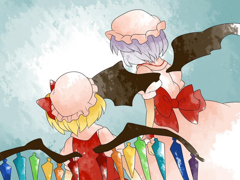 remilia scarlet and flandre scarlet (touhou) drawn by hammer_(sunset_beach)