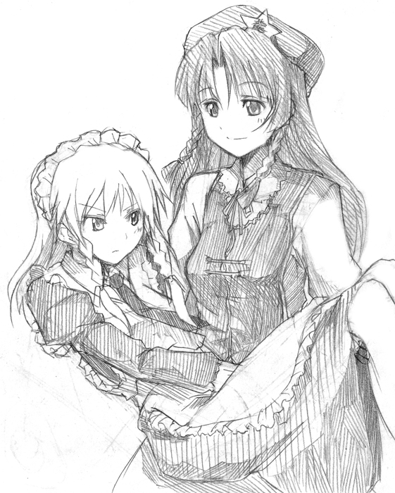 izayoi sakuya and hong meiling (touhou) drawn by tsuji_kazuho