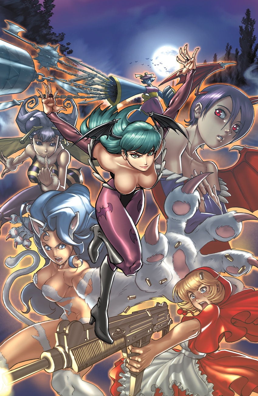 morrigan aensland, lilith, felicia, hsien-ko, b.b. hood, and 1 more (darkstalkers) drawn by omar_dogan
