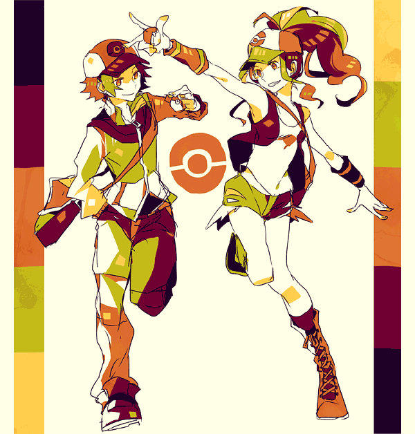hilda and hilbert (pokemon and 1 more) drawn by yuuichi_(bobobo)