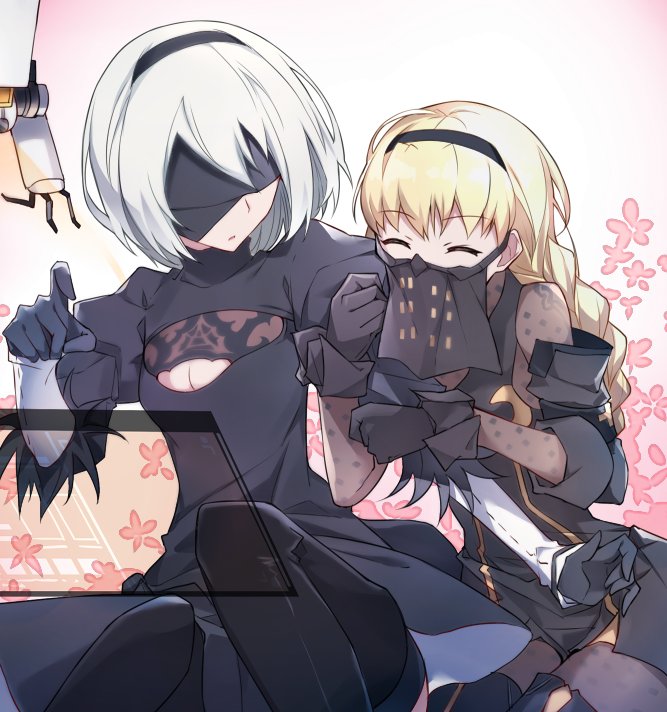 2b, pod, and operator 6o (nier and 1 more) drawn by tsuezu