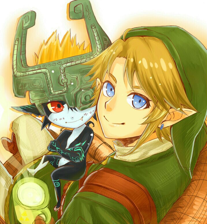 link and midna (the legend of zelda and 1 more) drawn by bashikou