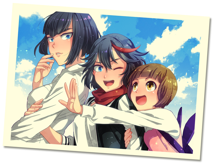 matoi ryuuko, kiryuuin satsuki, and mankanshoku mako (kill la kill) drawn by circus66