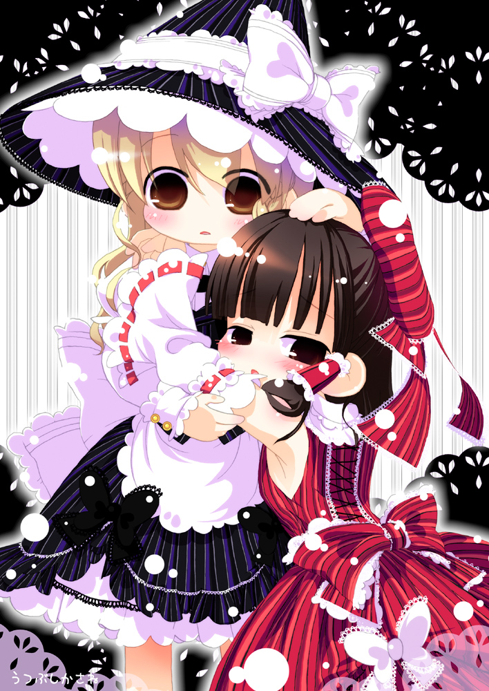 hakurei reimu and kirisame marisa (touhou) drawn by kasane