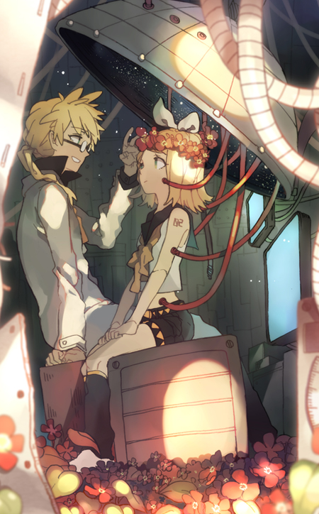kagamine rin and kagamine len (vocaloid and 1 more) drawn by evemace