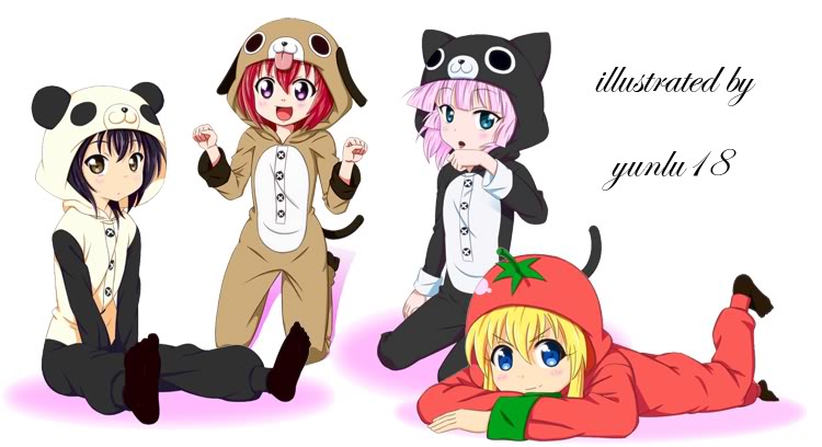 toshinou kyouko, akaza akari, funami yui, and yoshikawa chinatsu (yuruyuri) drawn by yunlu18