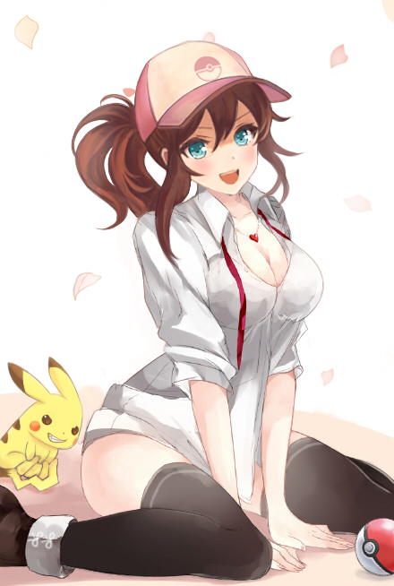 pikachu and female protagonist (pokemon and 1 more) drawn by aster6154