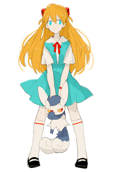 souryuu asuka langley and meowstic (pokemon and 1 more) drawn by 0930erina