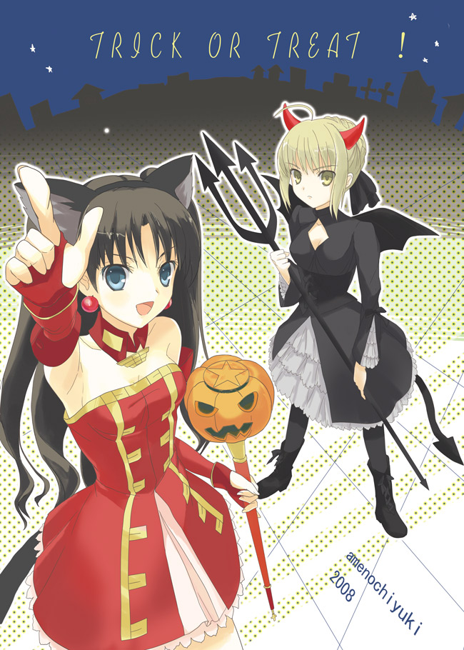 artoria pendragon, tohsaka rin, saber alter, and kaleido ruby (fate and 1 more) drawn by ameto_yuki