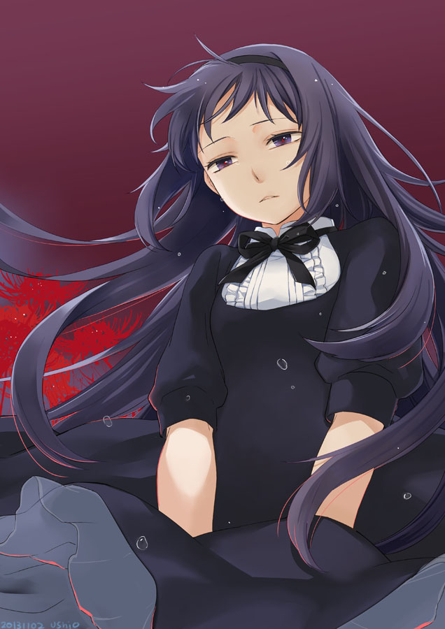 akemi homura and homulilly (mahou shoujo madoka magica and 1 more) drawn by ushio_(cow_tail00)