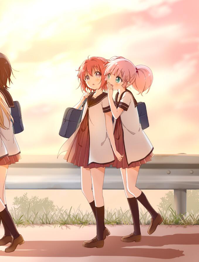 toshinou kyouko, akaza akari, funami yui, and yoshikawa chinatsu (yuruyuri) drawn by namori