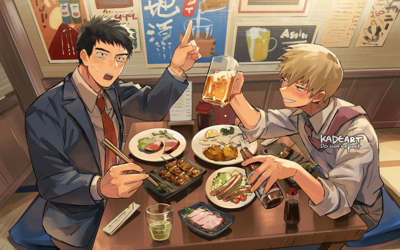 reigen arataka and serizawa katsuya (mob psycho 100) drawn by kadeart