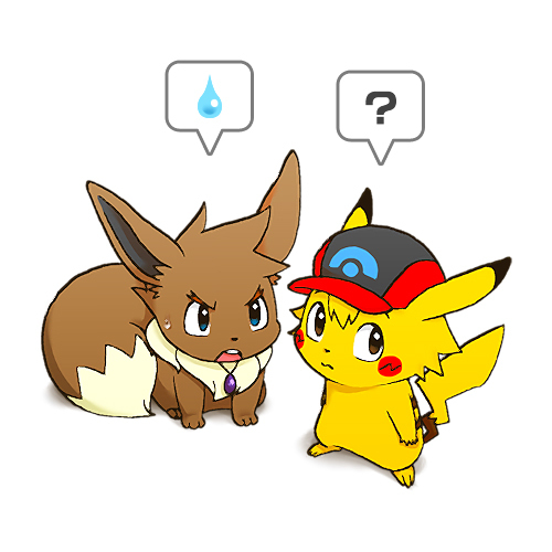 pikachu, ash ketchum, eevee, and gary oak (pokemon) drawn by ghost-pepper