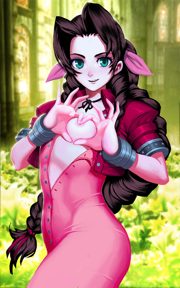 aerith gainsborough (final fantasy and 1 more) drawn by genzoman