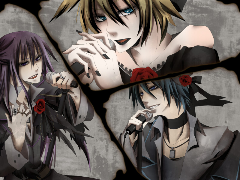 kagamine len, kaito, and kamui gakupo (vocaloid and 1 more) drawn by towji