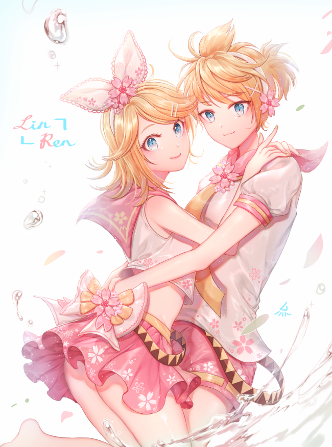 kagamine rin and kagamine len (vocaloid) drawn by ozzingo