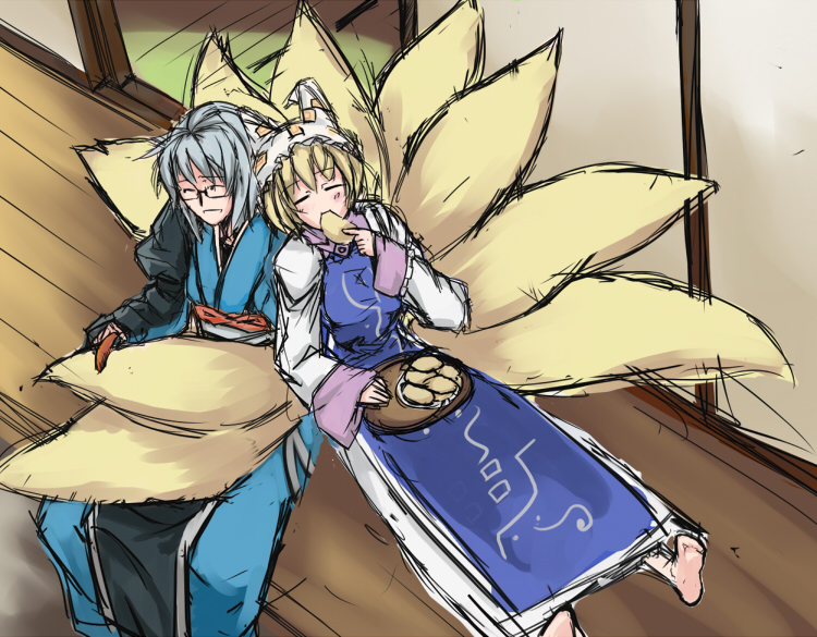 yakumo ran and morichika rinnosuke (touhou) drawn by asakura_itaru