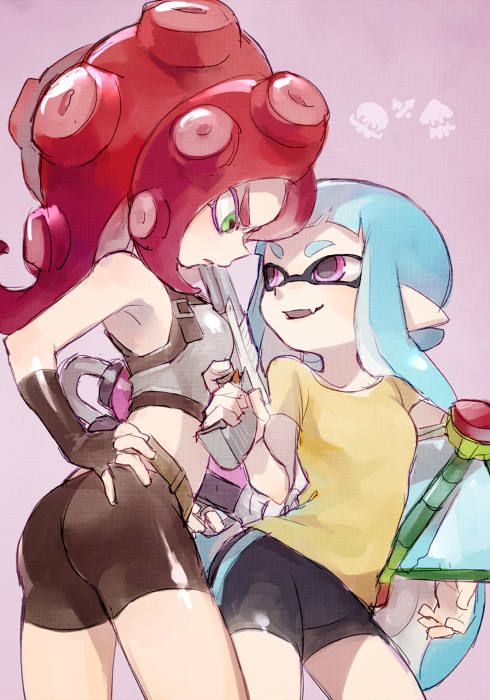 inkling player character, inkling girl, octoling player character, and takozonesu (splatoon and 1 more) drawn by soto