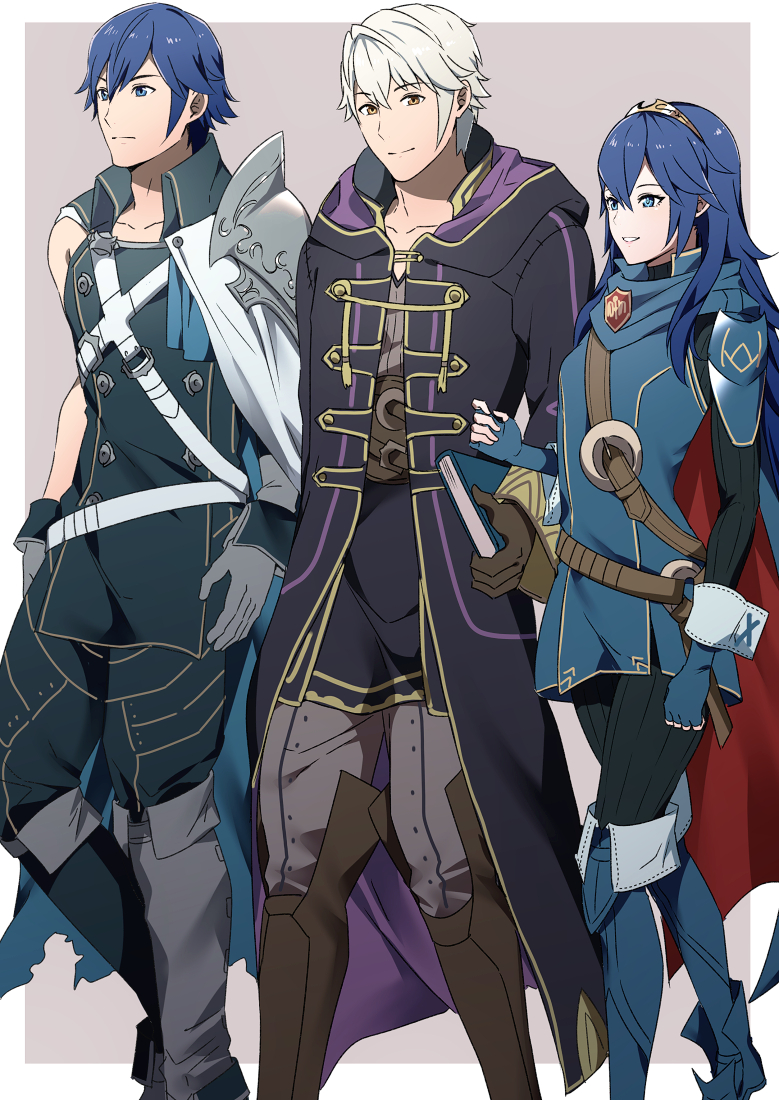 lucina, male robin, and chrom (fire emblem and 1 more) drawn by ameno_(a_meno0)