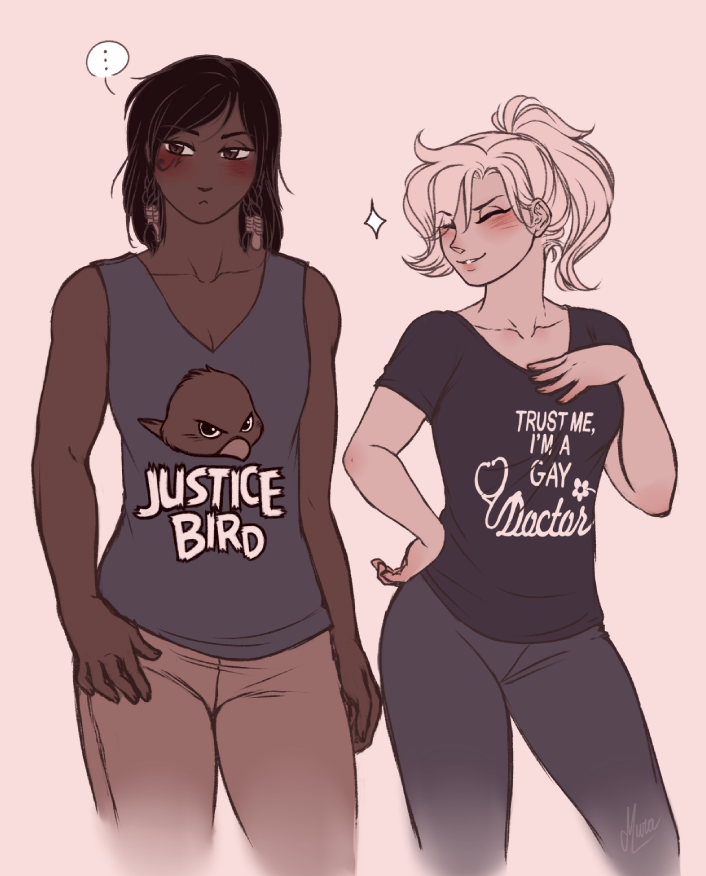 mercy and pharah (overwatch and 1 more) drawn by murasaki-yuri